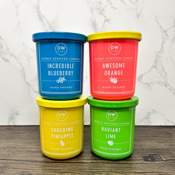 Neon candles, set of 4 DW Home mini candles, 3.8 oz candles, summer fruit scents - Picture 7 of 7